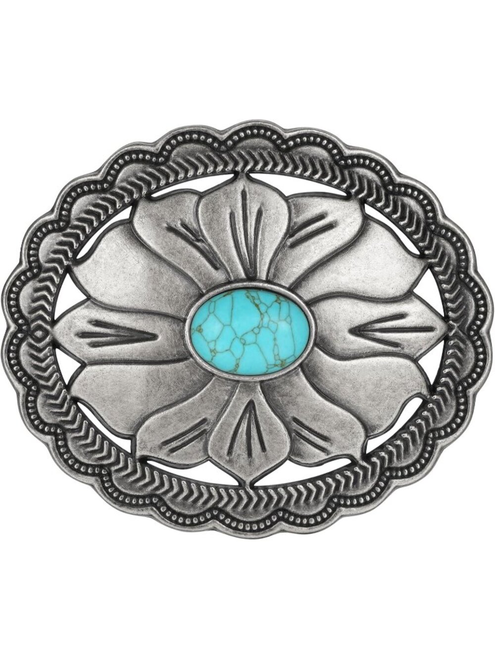 Unisex 2# Silver Flower Vintage Poker Cowboy Texas Rodeo Belt Buckle